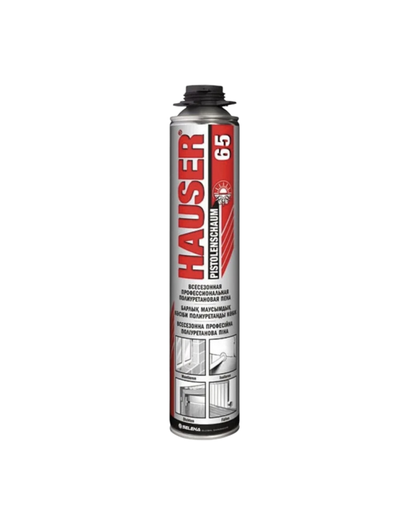 Hauser 65 пена профессиональная монтажная всесезонная (740мл) Hauser 65 пена профессиональная монтажная всесезонная (740мл)